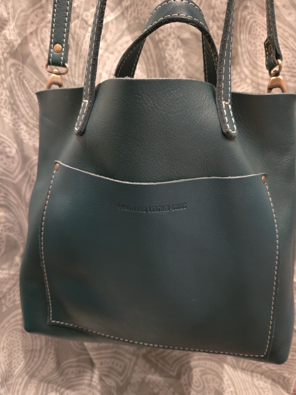 Portland Leather Teal Crossbody Medium Tote Bag. Like New. - Picture 2 of 14